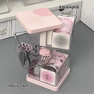 Ohayo กล่องใส่ปากกาอะคริลิคใส ที่ใส่ปากกา กล่องเก็บสายเคเบิล แบบหมุน อุปกรณ์สำนักงาน เหมาะสำหรับการใช้งานหลายสถานการณ