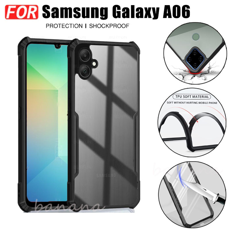 Samsung A06 เคสโทรศัพท์ Smsung A05 A55 A15 A35 เคสกันกระแทกเกราะโปร่งใสอะคริลิค TPU Soft Anti-fall ป