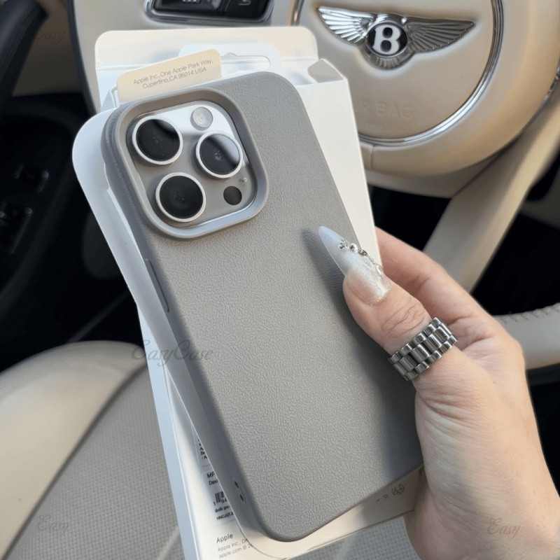 Ins สีทึบหนังเนื้อเคสโทรศัพท์ TPU soft case anti drop และ anti slip ฝาหลังสําหรับ iPhone 16 15 14 13 12 11 Pro Max ราคา ถูกที่สุด ดีลบีเคเค แกลเลอรีภาพที่ 5