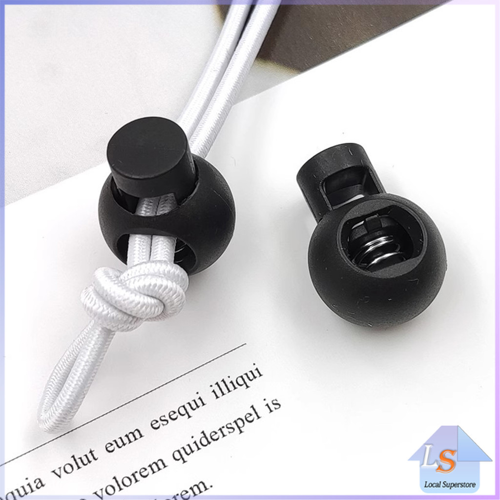 สต๊อปเปอร์ ตัวล๊อคเชือก ตัวล็อคสาย อุปกรณ์เสื้อผ้า วัสดุพลาสติก สีดำ rope stopper