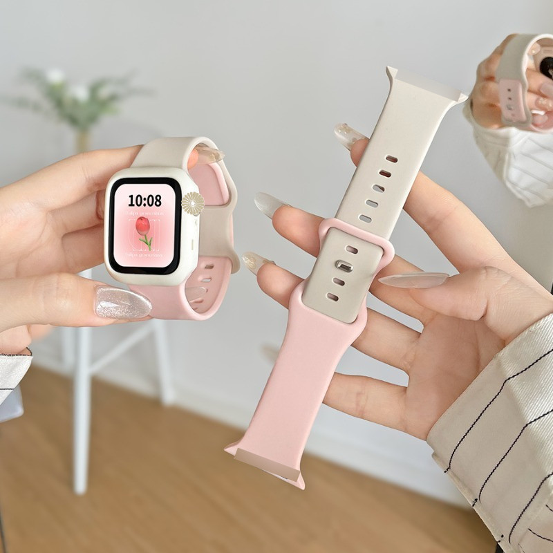 คู่สีสําหรับ AW Watch Ultra 2 S10 42 มม.46 มม.49 มม.45 มม.44 มม.42 มม.41 มม.40 มม.แกะสลักสร้อยข้อมือ correa สําหรับ i-watch series 10 9 8 7 se 3 6 8 5 4