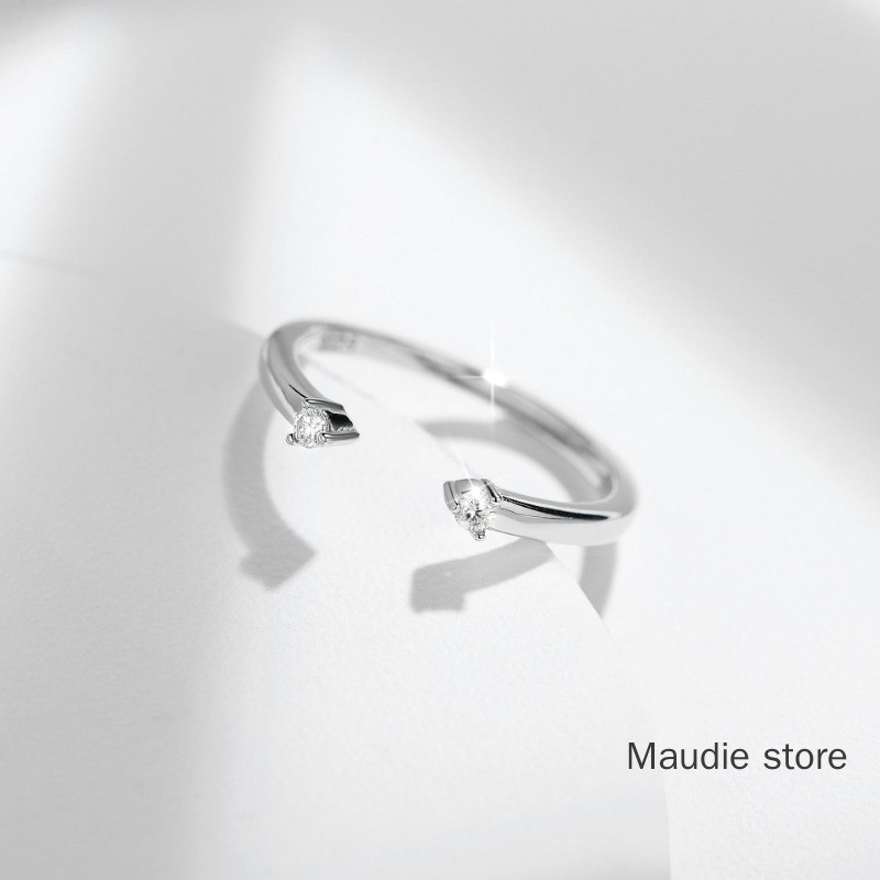 Simple Full Real Moissanite แหวนเพชร Dual Design Stackable Diamond Moissanite แหวน