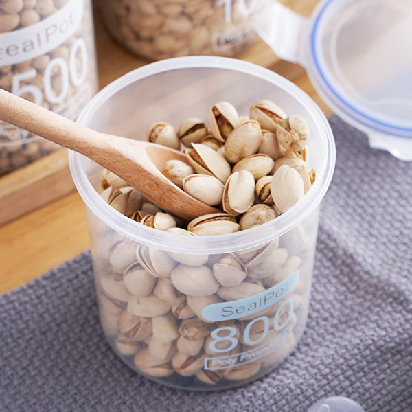 Gina.shop กระปุกพลาสติกใส ทรงกระบอก กันความชื้น กันรั่วซึม สําหรับเก็บอาหาร - รูปที่ 2