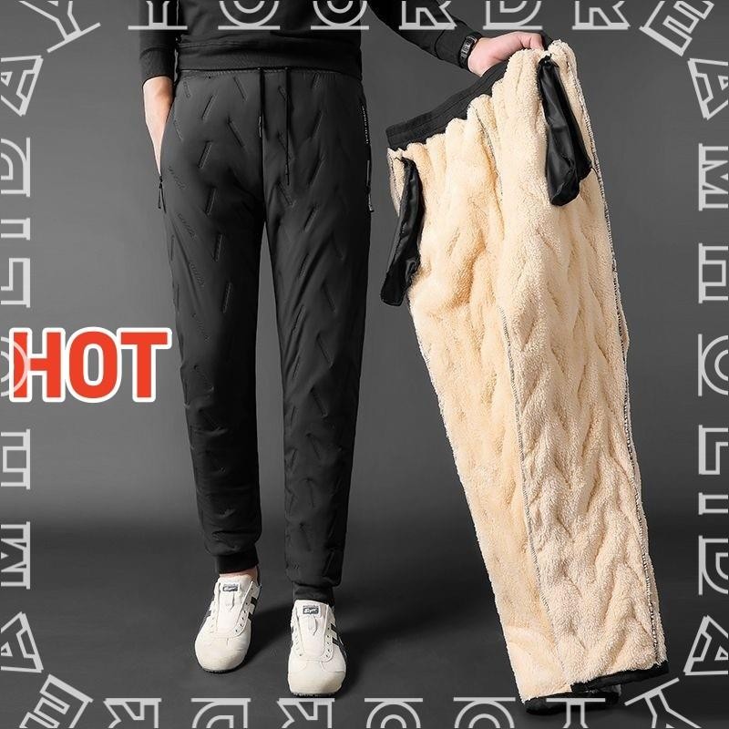 ฤดูหนาว Sweatwear ผู้ชาย Plush หนาขนแกะ Sweatpant Lambswool ความร้อนกางเกงสบายๆกางเกงกันน้ํา Windproof Warm กางเกงผ้าฝ้าย