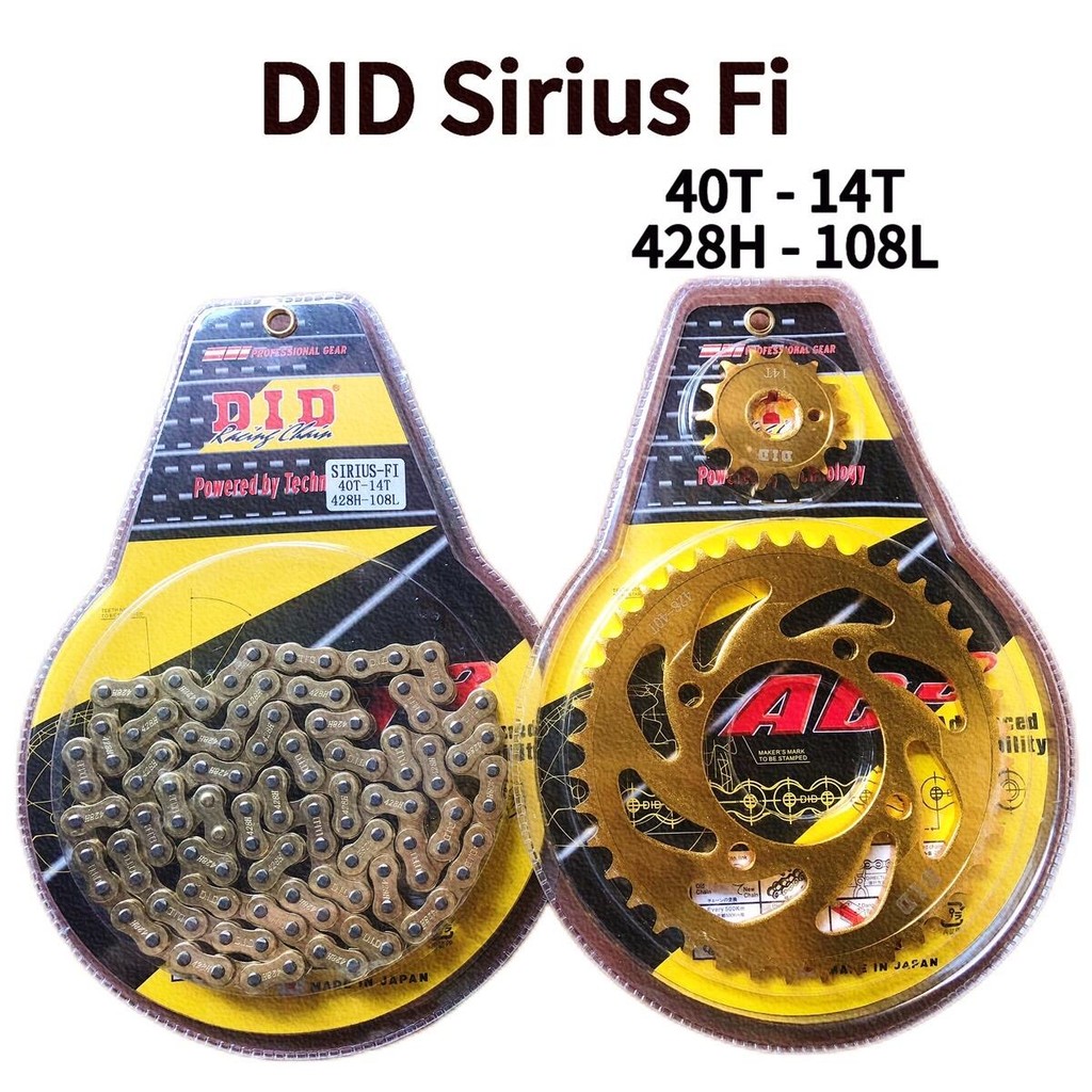 DID เฟืองโซ่สําหรับ Sirius Fi, Taurus (40T - 14T 428H - 108L) - DID Japanese gold เฟืองโซ่อะไหล่