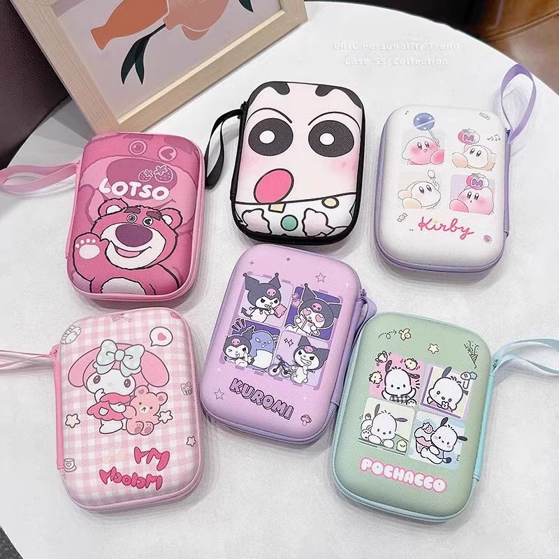 การ์ตูนน่ารัก Sanrio Anime Kitty Kuromi Pochacco MelodyEarphone Case สายชาร์จเหรียญ Hard Disk Travel แบบพกพากระเป๋า Organizer สาวเด็กเทศกาลของขวัญ