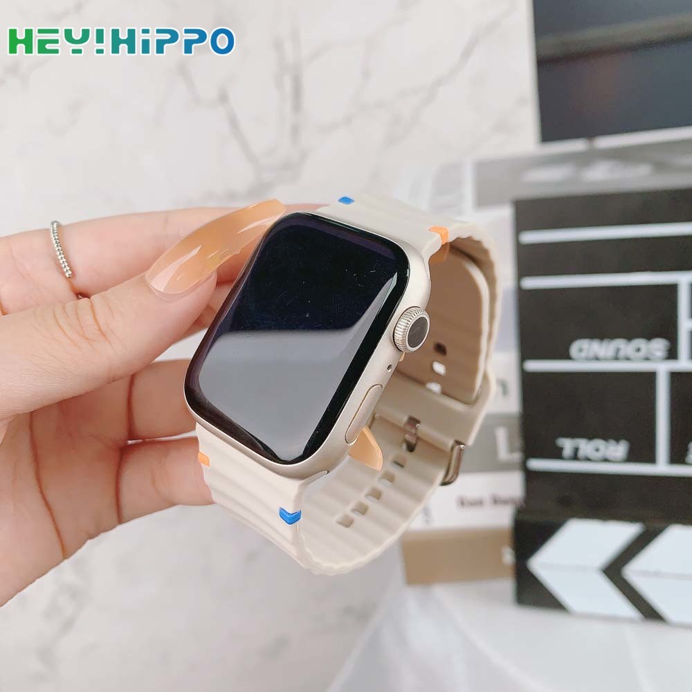 สายทรงคลื่นใหม่เหมาะสําหรับสมาร์ทวอทช์ series 9/8/7/6/SE/5/4 เหมาะสําหรับ iwatch 49/45/44/42/40/38mm