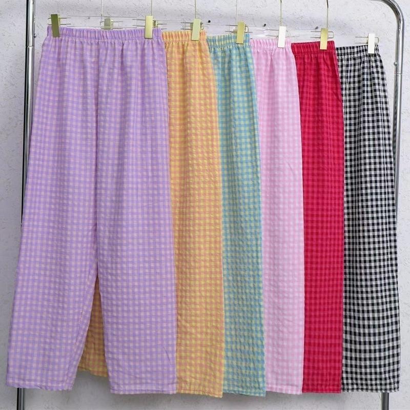 YY54 กางเกงลายสก็อต สไตล์เกาหลี ผู้หญิงเอวสูงยางยืด - รูปที่ 3