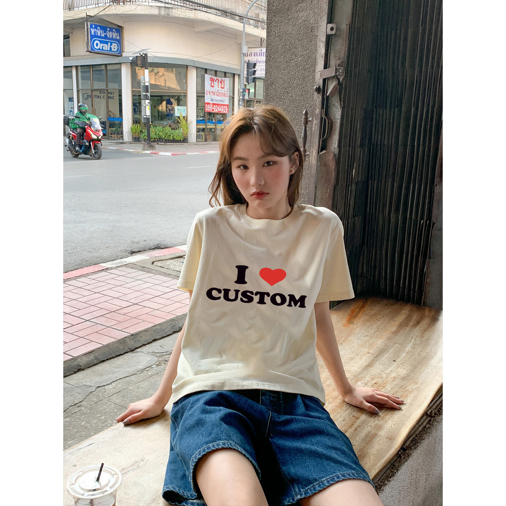 （จัดส่งตลอด 24 ชั่วโมง）Angle official  เสื้อยืด พิมพ์ลาย I LOVE  สําหรับผู้ชาย และผู้หญิง