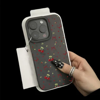 SUN เคสโทรศัพท์การ์ตูน Matte น้ำแข็ง Graffiti เชอร์รี่ ฝาครอบโทรศัพท์นุ่ม IP17 16 15 14 13 12 11ProMax Xr XsMax 7 8Plus