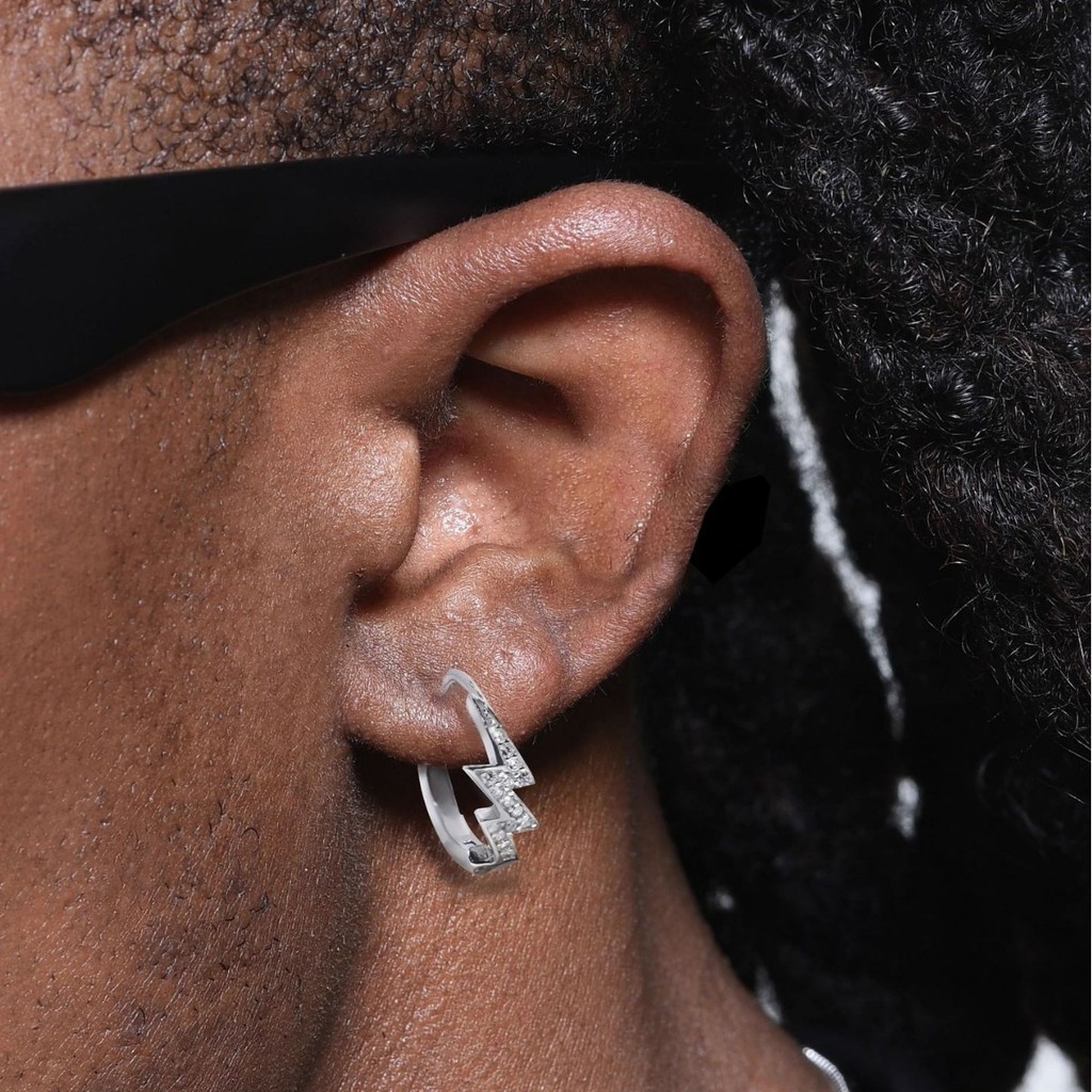 1 ชิ้นต่างหูผู้ชายที่มีเพชรเต็ม, สลักเกลียวสายฟ้าที่ไม่ซีดจางป้องกันการแพ้สลักเกลียวสายฟ้าหูคลิป, แหวน, สร้อยคอ - รูปที่ 7