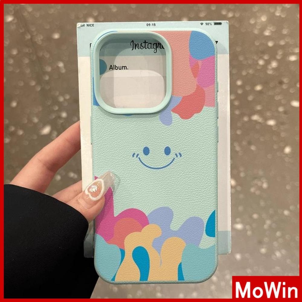 Movin - เคส iPhone 16 Pro Max iPhone 11 เคสหนังเนื้อนิ่มสีแคนดี้ TPU อิโมติคอนยิ้มน่ารัก Compatible With iPhone15 Pro max 14 13 12 Pro max XS XR 7 Plus 8 Plus