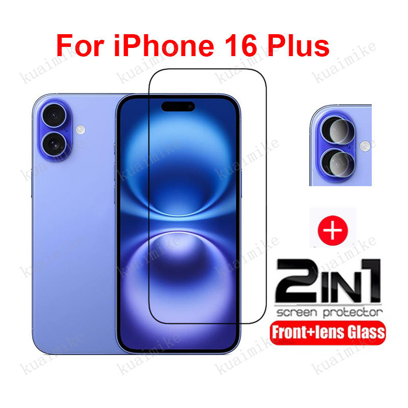 2-in-1 ฟิล์ม iPhone 16 Plus ฟิล์มกระจก HD ฟิมล์กระจก iPhone 8 7 14 15 Plus 16 11 12 13 14 15 Pro Max
