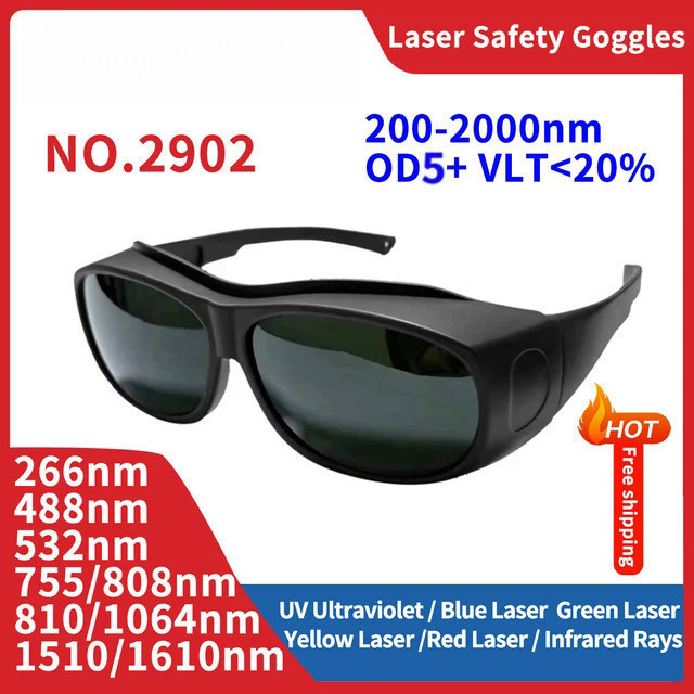 เลเซอร์ป้องกันแว่นตาแว่นตาความปลอดภัย CE ND YAG UV ป้องกันอินฟราเรด X Ray 532nm CO2 1064nm 190-550 800-1100nm