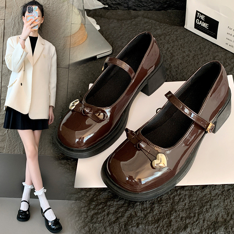 รองเท้าแมรี่เจนผู้หญิงเกาหลี รองเท้าหนังพื้นหนาสไตล์พรีปปี้โมเดิร์น ใส่เที่ยวได้สบาย มี 3 สีให้เลือก