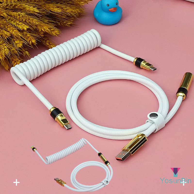 Yosunbin] 1.8M Type C Mechanical Keyboard Coiled Cable USB Keyboard Wire Mechanical Keyboard Aviator Desktop Computer Aviation Connector ใหม่<p>“><center><h4></h4><p><p><font color=