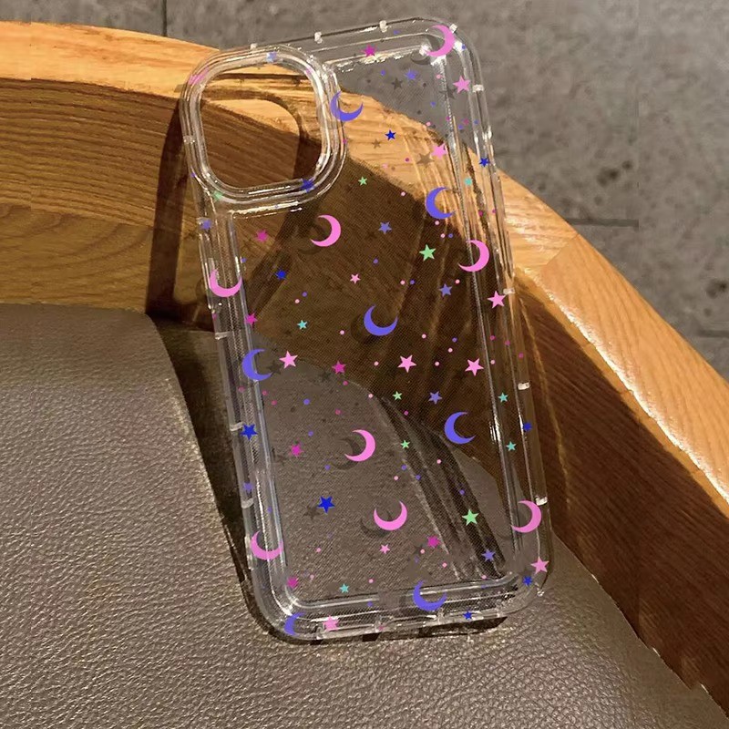 ปลอกสําหรับiphone16 15 14 13 12 11 Pro Max iPhone XS Max X XR 8 7 Plus SE2020 2022 12 13 Mini Moonดาวพิมพ์Anti-Fallโปร่งใสซิลิคอนอ่อนฝาครอบ