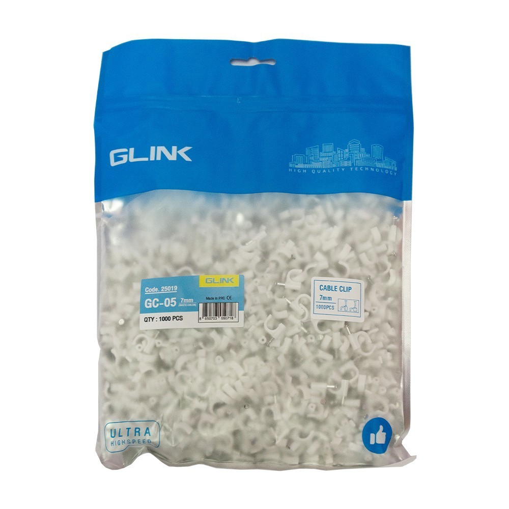GLINK GC-05 WHITE กิ๊บตอกสาย  Rg6 Power  7MM แพ็ค 1000 สีขาว