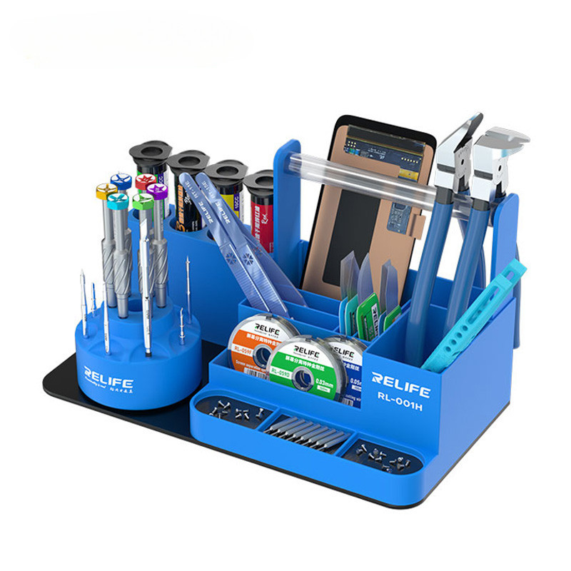 Relife RL-001H กล่องเก็บเครื่องมือ 360° หมุนอุปกรณ์เสริมจัดระเบียบแร็คพาร์ทิชันหลายขั้นตอนการจัดเก็บ