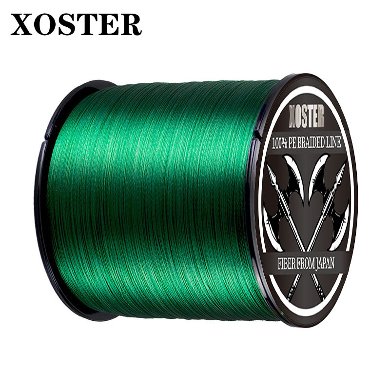 Xoster PE สายถักเปีย4X 300เมตร500เมตร1000เมตรสีเดิม4สายการประมงถัก monofilament สายการประมง8-80lb ตกปลาเกียร์