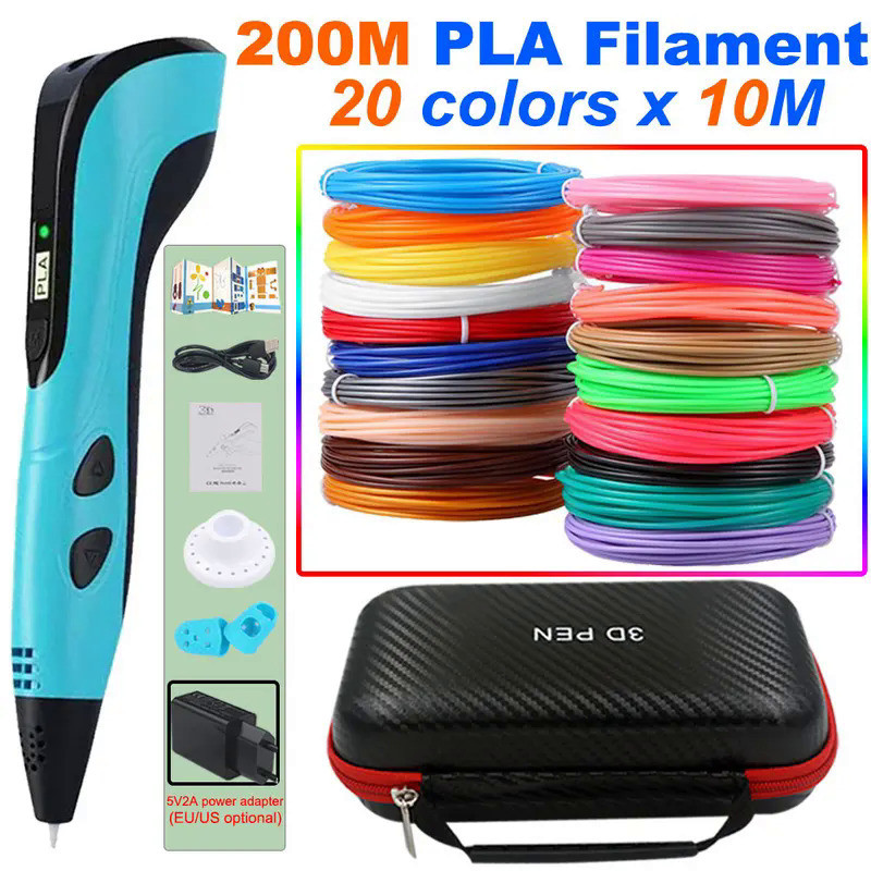 3D Pen for Kids 3D Printing Pen with Power Adapter Travel Case DIY Drawing Pen PLA Filament Birthday
