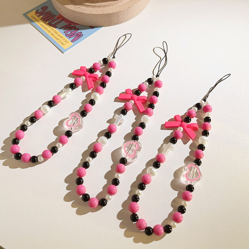 COD สายโซ่คล้องโทรศัพท์มือถือ อะคริลิค ประดับคริสตัล ลายการ์ตูนหมี สตรอเบอร์รี่น่ารัก สีสันสดใส แฟชั่นสําหรับผู้หญิง