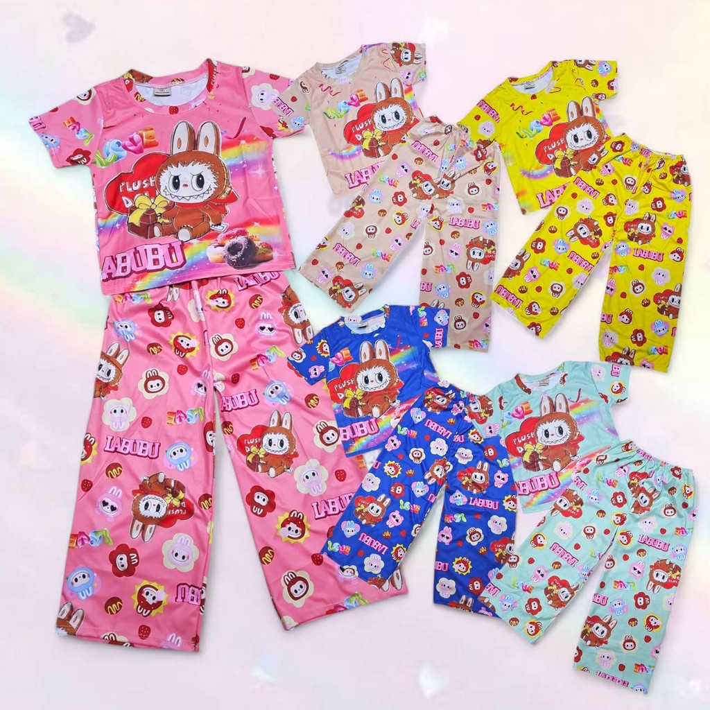 ชุดเด็กผู้หญิง 3-4 ขวบ แขนสั้นขายาว ผ้าไมโคร สกรีนหน้า-หลัง MIC0031