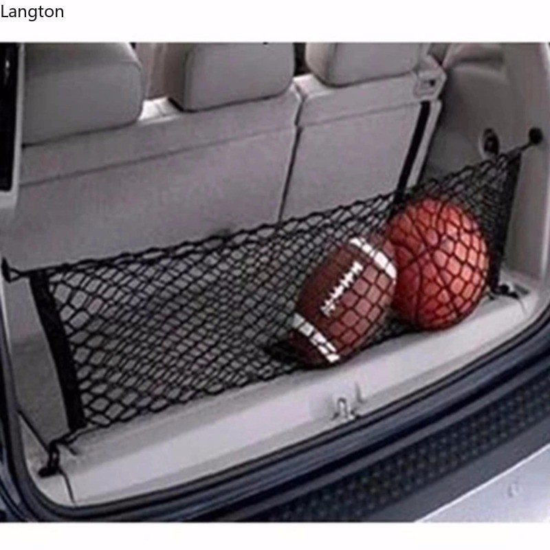 ตาข่ายยืดหยุ่นสุทธิ 90x30 ซม. ไนลอนสีดํารถ Trunk ด้านหลัง Cargo Organizer Storage