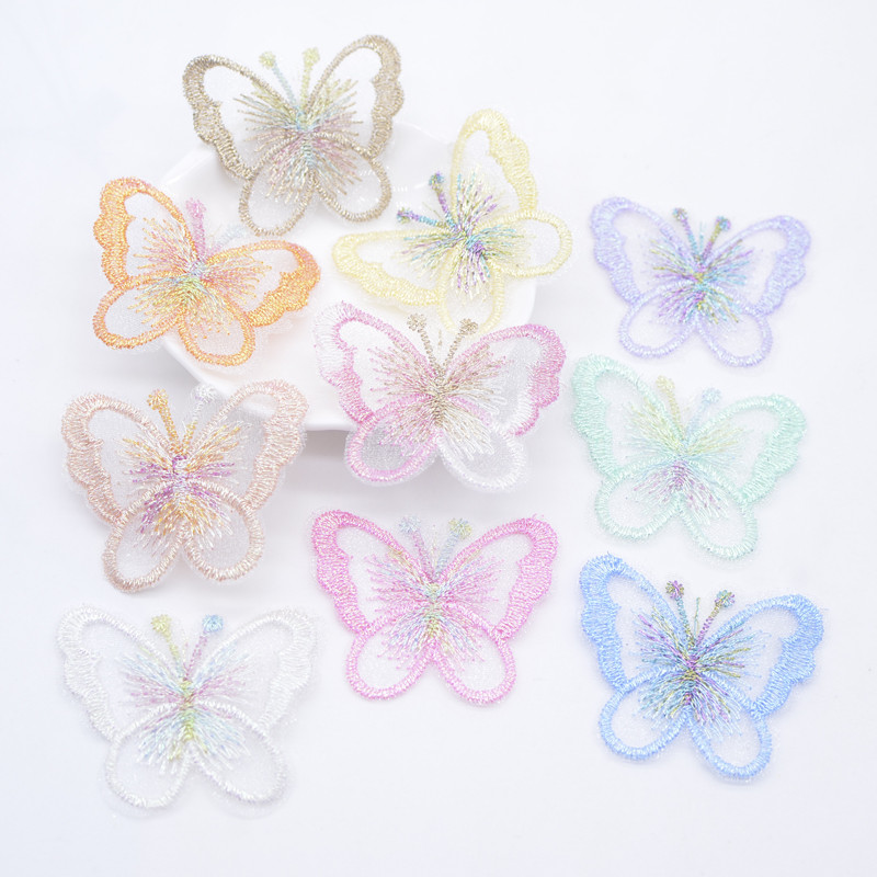 10ชิ้น48*40มิลลิเมตรน่ารักประณีตปักตาข่ายผีเสื้อสําหรับ ทําเอง เสื้อผ้าหมวกรองเท้าแพทช์อุปกรณ์ ชม. หูฟัง คลิปผมตกแต่ง