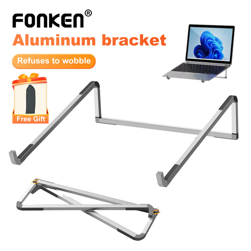 Fonken ขาตั้งแล็ปท็อปอลูมิเนียมพับได้โน้ตบุ๊คแบบพกพารองรับสําหรับแล็ปท็อปคอมพิวเตอร์ Riser ขาตั้งลื่น Cooling Bracket