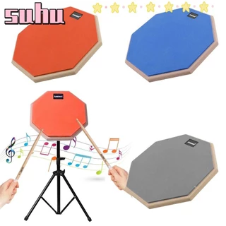 Suhuhd แผ่นรองกลองฝึกซ้อม, แผ่นรองฝึกซ้อมกลองสแนร์เงียบขนาด 8 นิ้ว, ขาตั้งสแนร์มืออาชีพคุณภาพสูงดูดซับแรงกระแทกสองด้านแผ่นกลองใบ้