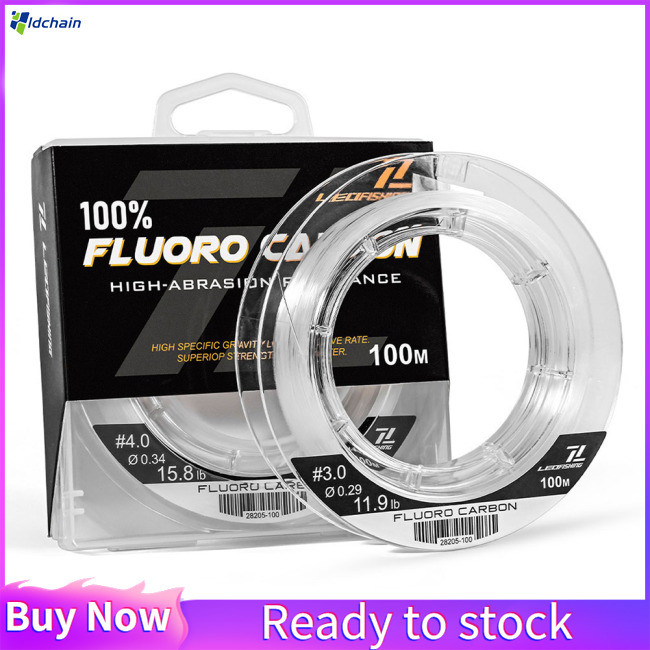 ลดราคา! 100% Fluorocarbon Pure Leader วัสดุสายตกปลา Abrasion-Resistant Fast-Sinking Virtually ที่มองไม่เห็น 100M สายตกปลา