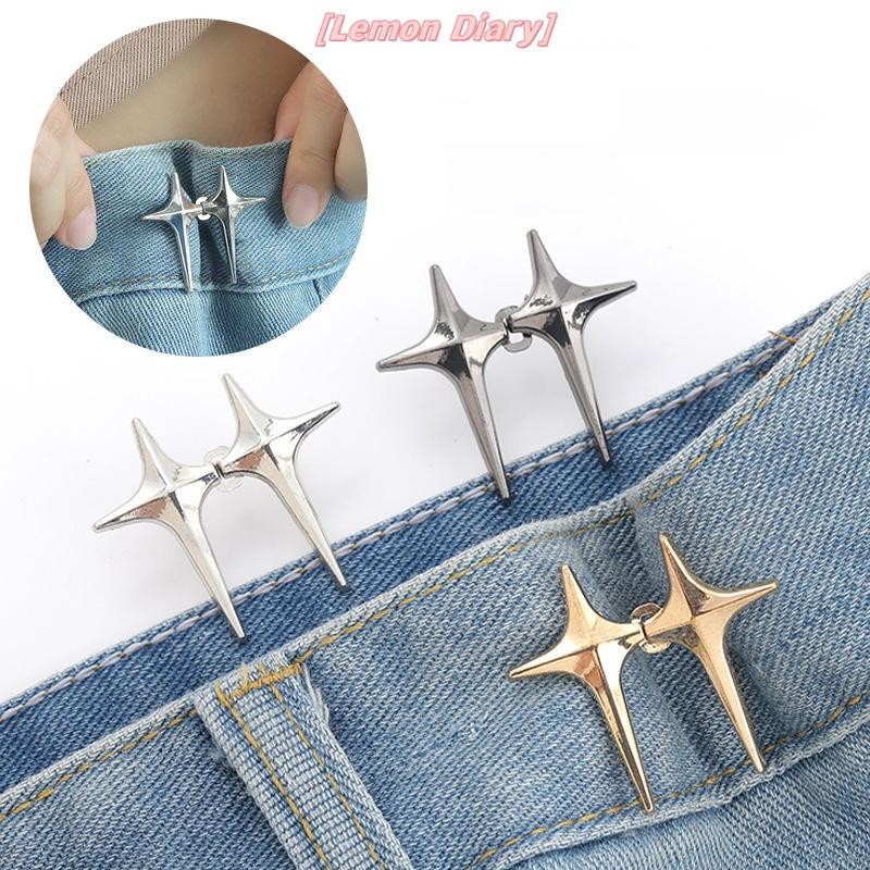 แอลดี| อินเทรนด์ Cross Star เอวหัวเข็มขัดปรับที่ถอดออกได้กางเกงคลิปเอว Firminger เล็บฟรีปุ่มโลหะ Snaps สําหรับกางเกงยีนส์ตกแต่งใหม่