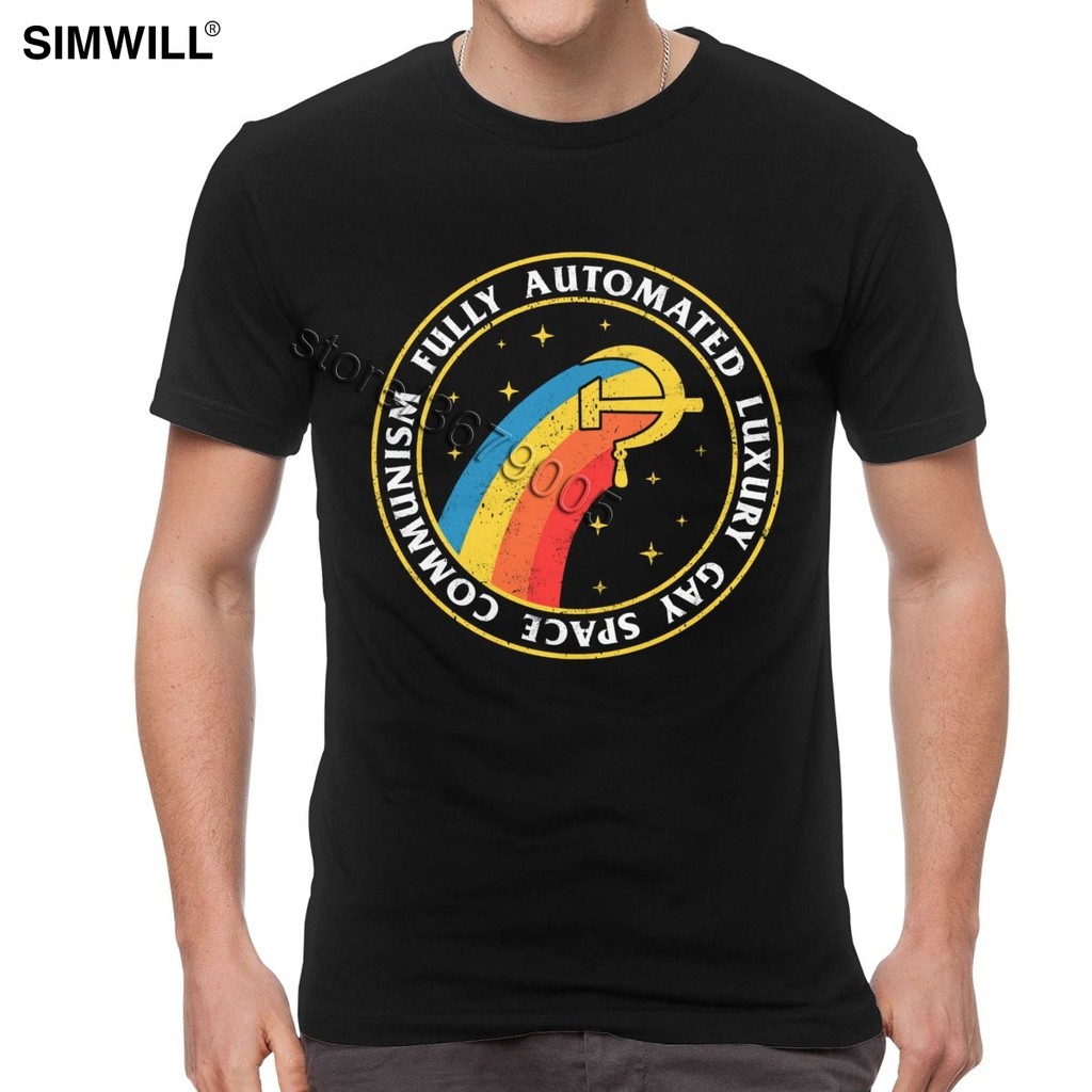 ผู้ชาย Vintage Space Communism T เสื้อแขนสั้น O-คอ CCCP Tshirt USSR โซเวียต Union KGB Tees Urban ล่า