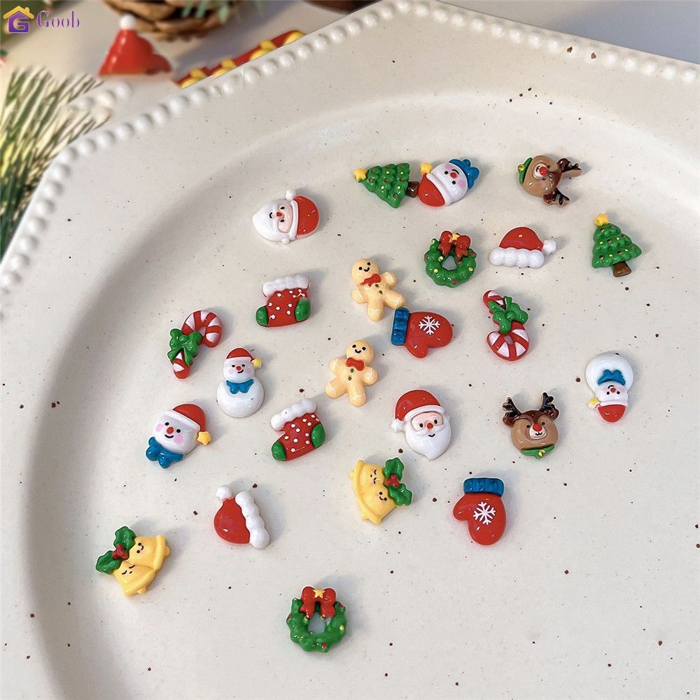 ซีรีส์คริสต์มาส อุปกรณ์เล็บ เบลล์กวาง ตุ๊กตาหิมะอ้อยตกแต่งเล็บ 5 ชิ้น 【goob】