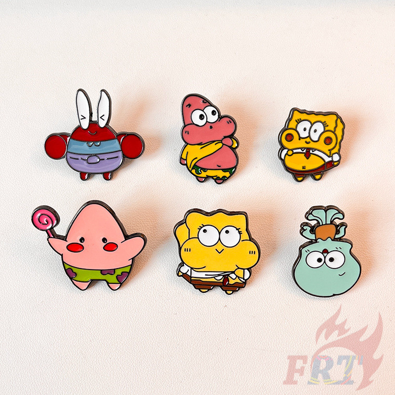 ✿ Q เข็มกลัด SpongeBob SquarePants ตลก ✿ 1 ชิ้นการ์ตูน SpongeBob / Patrick Star / Krabs / Squidward Doodle Enamel Backpack Button Pins Badges