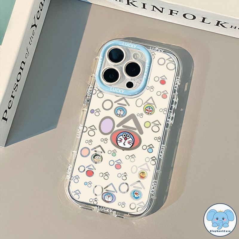 การ์ตูน Doraemon กระจกแต่งหน้าเข้ากันได้เคสไอโฟน 11 16 13 15 XR 14 12 Pro Max 16 Pro 16 15 14 8 7 Plus X XS Max SE 2020