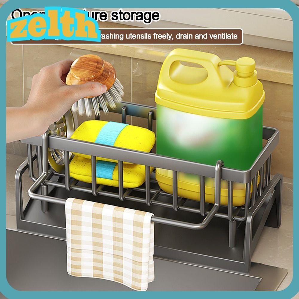 Zelth ชั้นเก็บของในครัว, Rag Organizer ขนาดใหญ่ Self-driing ชั้นวางอ่างล้างจาน, ความจุขนาดใหญ่แบบพกพา ABS ตะกร้าสบู่ห้องน้ําชั้นวางแชมพู