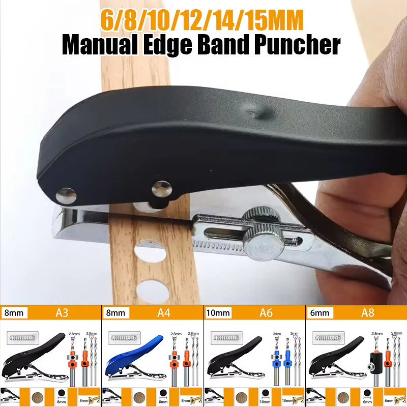 6/8/10/12/14/15 มม.รูคู่มือขอบ Band Puncher Plier การ์ดเจาะเครื่องมือสําหรับแผ่นพลาสติกกระดาษ