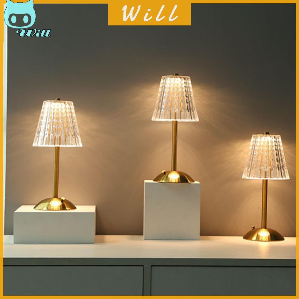 โคมไฟตั้งโต๊ะคริสตัล 3 สี นํา โคมไฟตั้งโต๊ะหรี่แสงได้ตกแต่งบาร์แบบชาร์จไฟได้ - รูปที่ 2