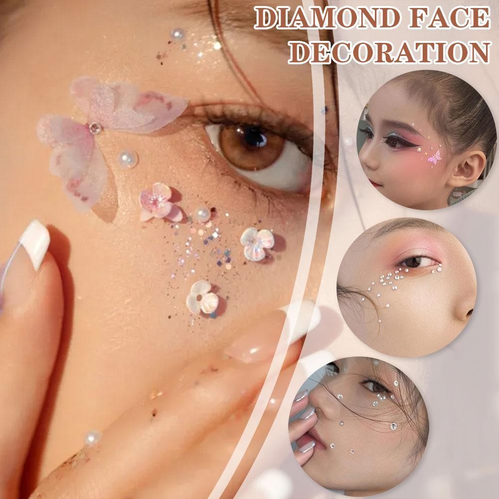 อเนกประสงค์มีกาวในตัว Diy Bright Glitter สติกเกอร์ผีเสื้อ Body แต่งหน้าตกแต่ง Face S5d3