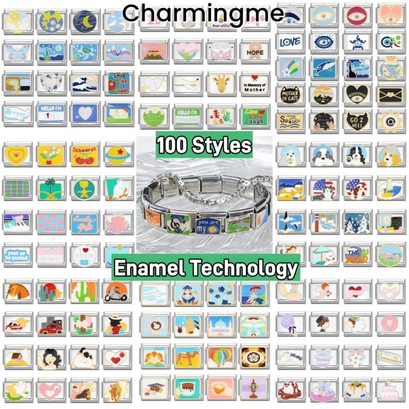 100 รูปแบบและคํา Charms สร้อยข้อมืออิตาเลี่ยน Charm Links Fit 9 มม.Modular สร้อยข้อมือเครื่องประดับสแตนเลส DIY ทํา
