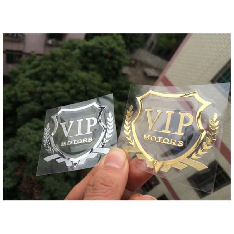 Xf 1 PC VIP MOTORS นิกเกิลโลหะโลโก้รถสติกเกอร์สะท้อนแสง Decal สัญลักษณ์ประตูหน้าต่าง Auto Decor DIY รถตกแต่ง Super สติกเกอร์