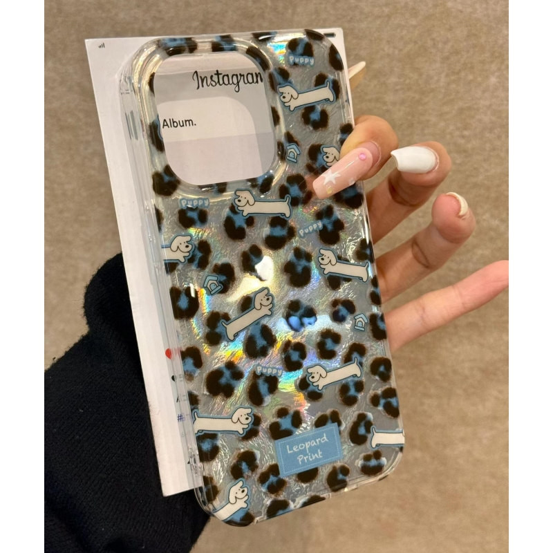 พิมพ์เสือดาวสีฟ้า Dachshund เหมาะสําหรับ iPhone15/16pro เคสโทรศัพท์ Glacier 14 Apple 13pro Hard 12/11 J6DP