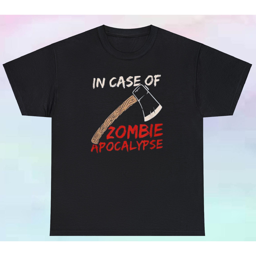Mens Hatch/Axe In Case Od Zombie Apocalypse Shirt | สยองขวัญตลก |