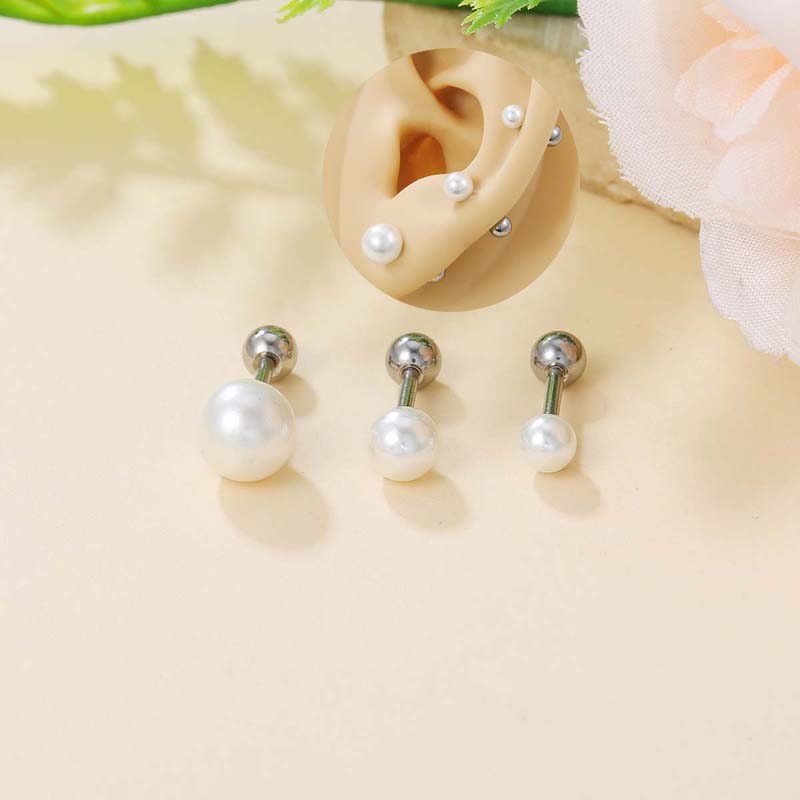 1 ชิ้นสแตนเลสเหล็กเลียนแบบกระดูกอ่อนมุกต่างหูสตั๊ด Helix Rook Pinna เจาะ 16Gauge