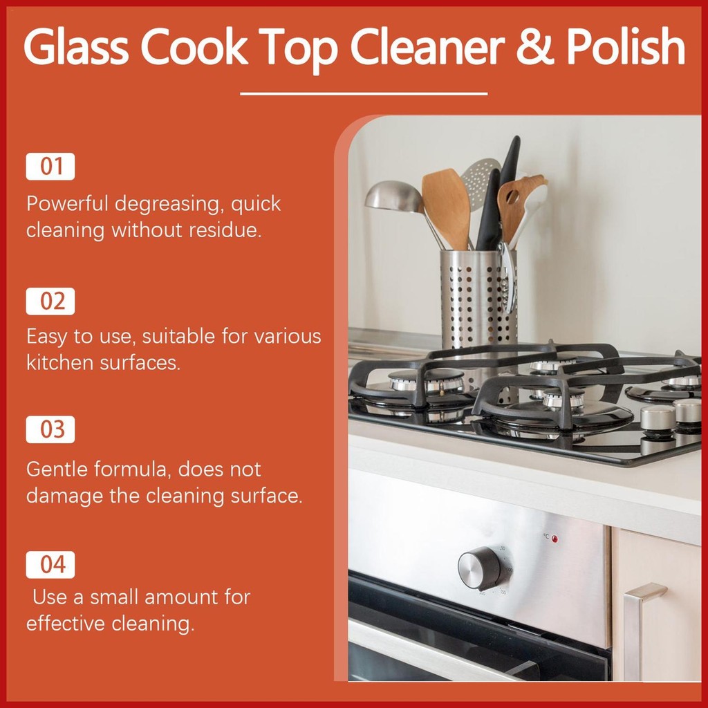 Cook Top ชุดทําความสะอาด Non-Scratch ชุดทําความสะอาด Glass Cooktop Cleaner เซรามิค Non-Abrasive ที่มีประสิทธิภาพห้องครัว postermy - รูปที่ 7
