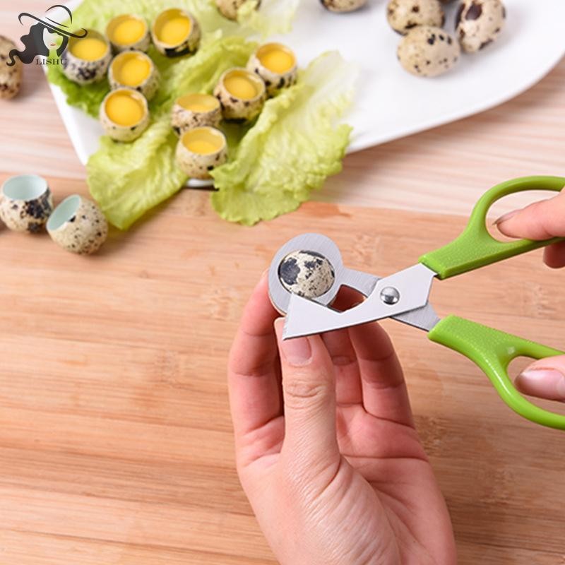 Lishu กรรไกรไข่สแตนเลสนกกระทาไข่กรรไกรเปิดไข่เปิดใบมีด Clipper ชุดเครื่องมือสร้างสรรค์สําหรับอุปกรณ์ครัว th