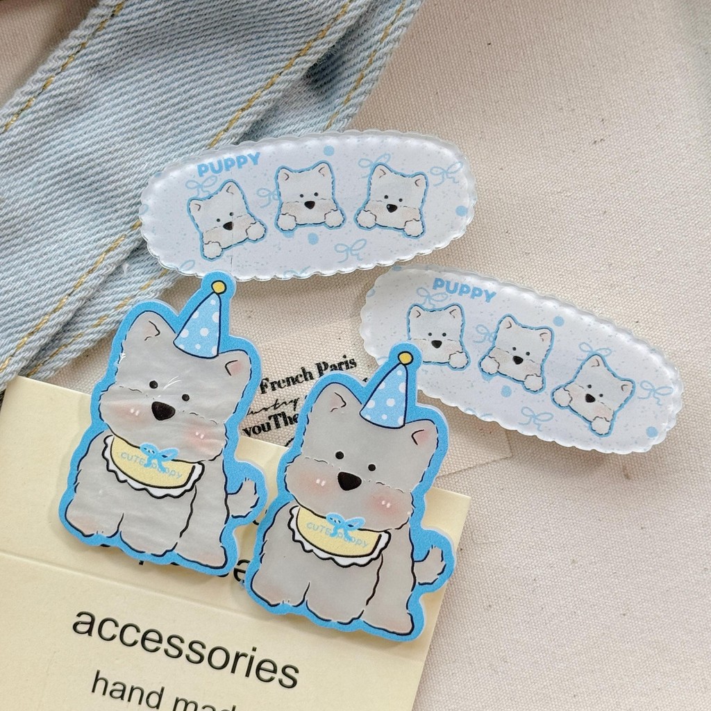 น่ารักการ์ตูน Blue West Highland Puppy Hairpin น่ารักสุนัข Bangs คลิปแฟชั่นอุปกรณ์เสริมผมสําหรับผู้หญิงและผู้ชาย