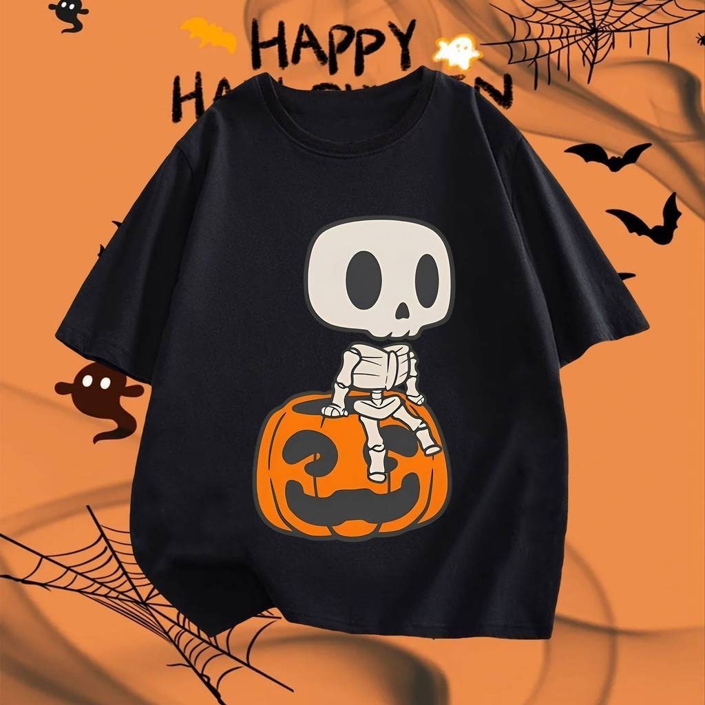 Halloween CO.mini เสื้อยืดแขนสั้น คอกลม ฮาโลวีน สกรีนลาย ผ้าคอตตอน100%